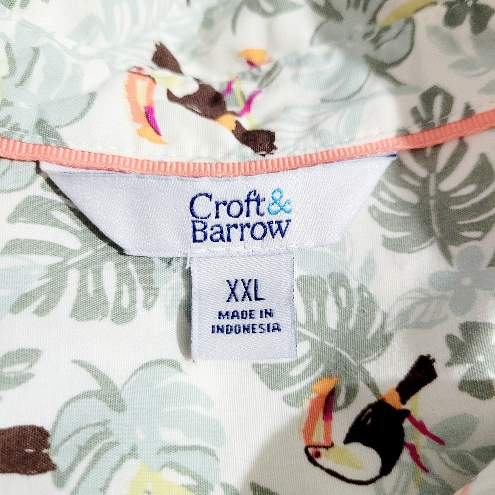 Croft & Barrow Toucan Print Button-Front Shirt Woman Plus SZ XXL Tropical Leaf - Picture 12 of 14